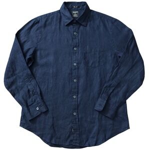 Old Money Todd Snyder Baird McNutt Irish Linen Shirt Men Small Navy Blue Fits M
